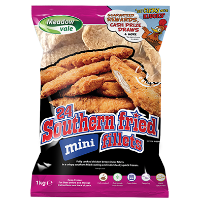 Southern Fried Chicken Mini Fillets 40g (Box: 10pks x 1kg) Meadowvale