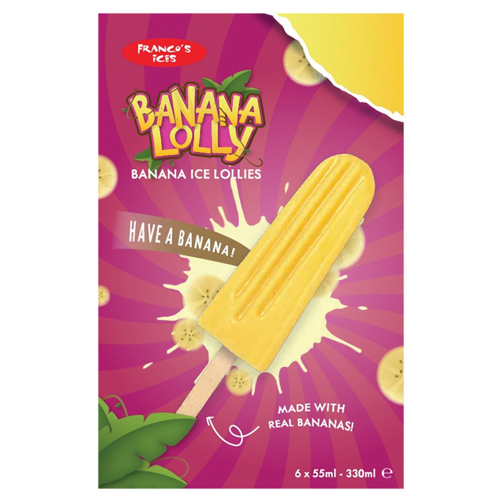Franco's  Banana Ice Lollies 6 x 55ml (330ml) Multi Pack