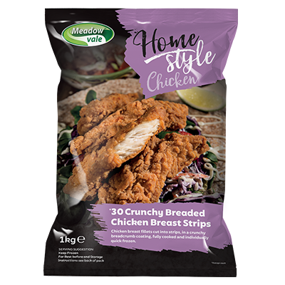 Homestyle Breaded Chicken Strips 35g (Box: 4pktsx1kg) (Meadow Vale)