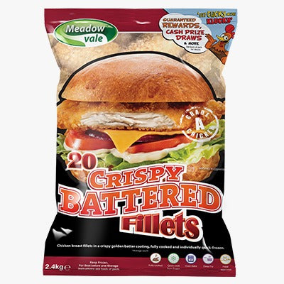 Crispy Battered Fillet Burgers (Box: 4 Packets x 20pcsx 120g) (Meadow Vale)