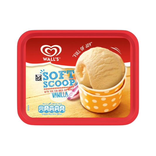 Wall's Vanilla Soft Scoop Ice Cream tub 1.8 Litres (6 Pack)