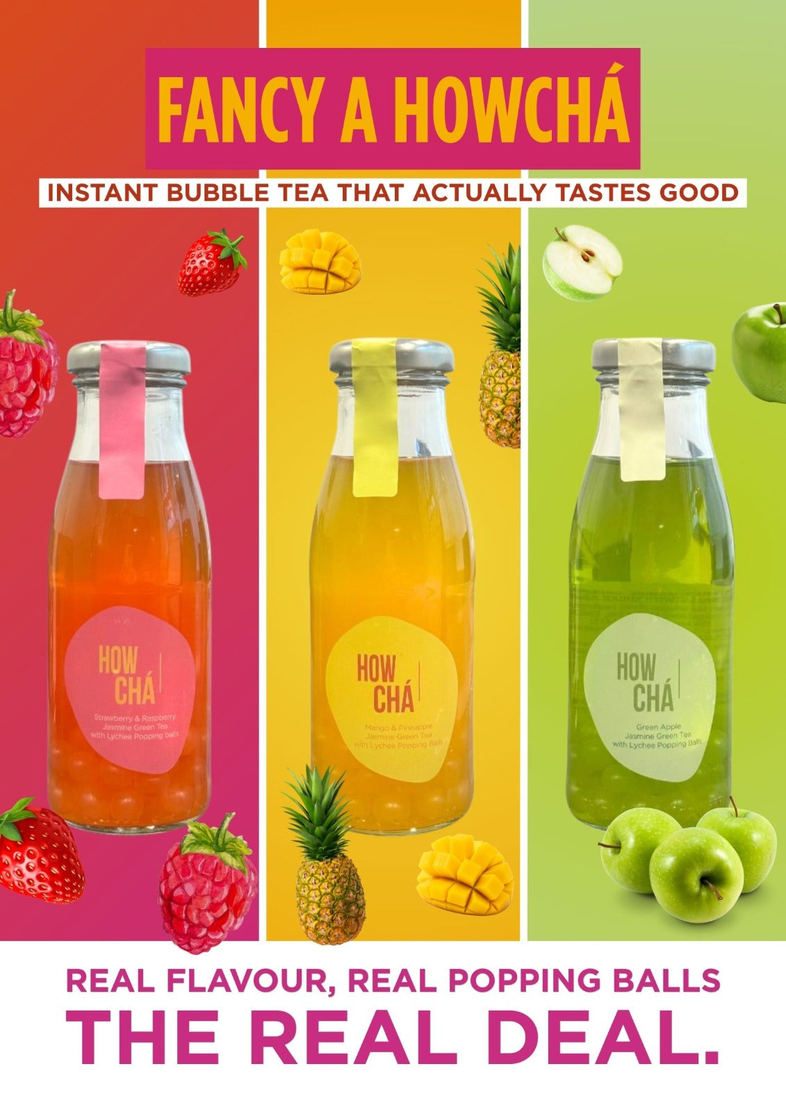 HOW CHA Bubblegum Tea (Strawberry & Raspberry Flavour) 12x260ml